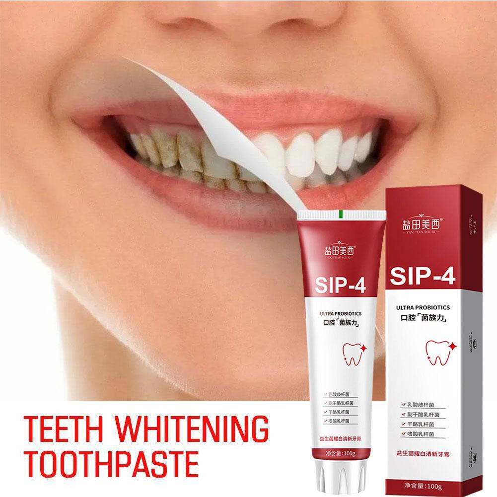 Teeth Whitening Yellow Teeth - 100g Sip-4 Probiotic Whitening Toothpaste Brightening