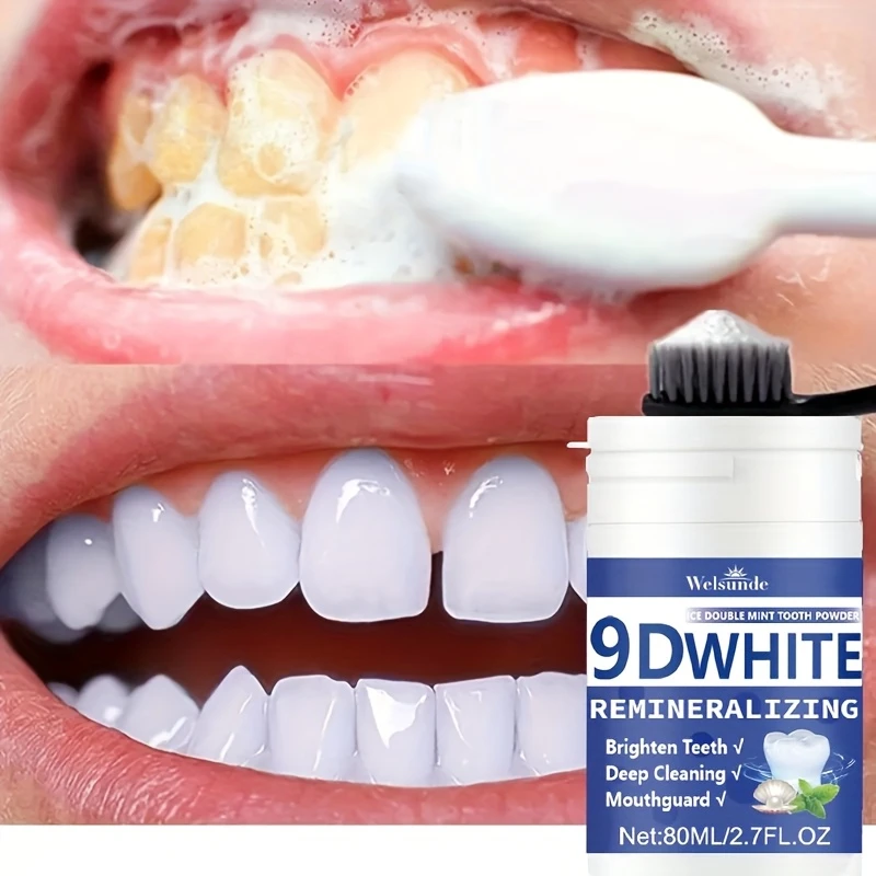 Teeth Whitening Q&M - 9D White Remineralizing Hydroxyapatite Tooth Powder,