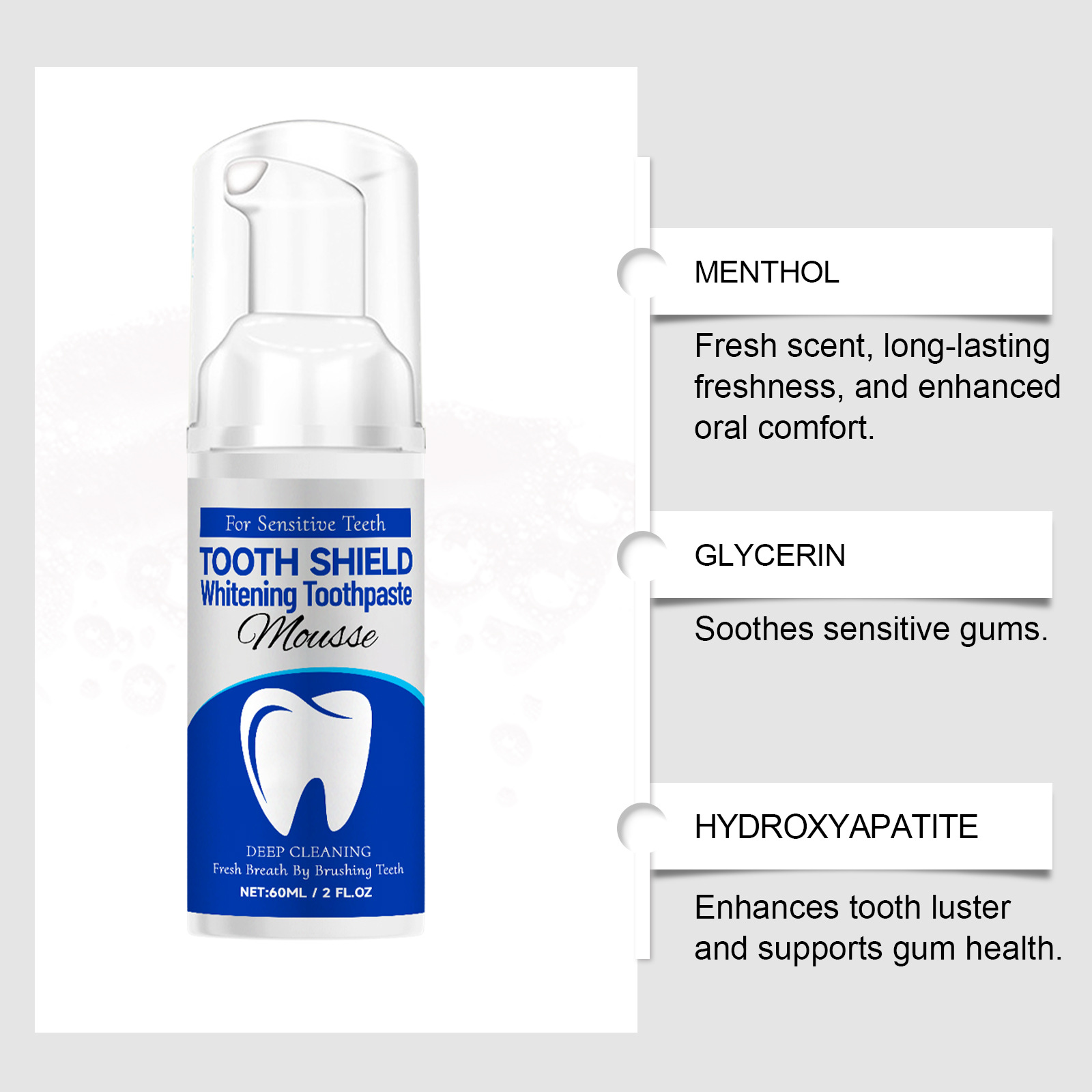 Hydroxyapatite Bright Whitenin - đánh giá và giá Teeth Whitening Mousse
