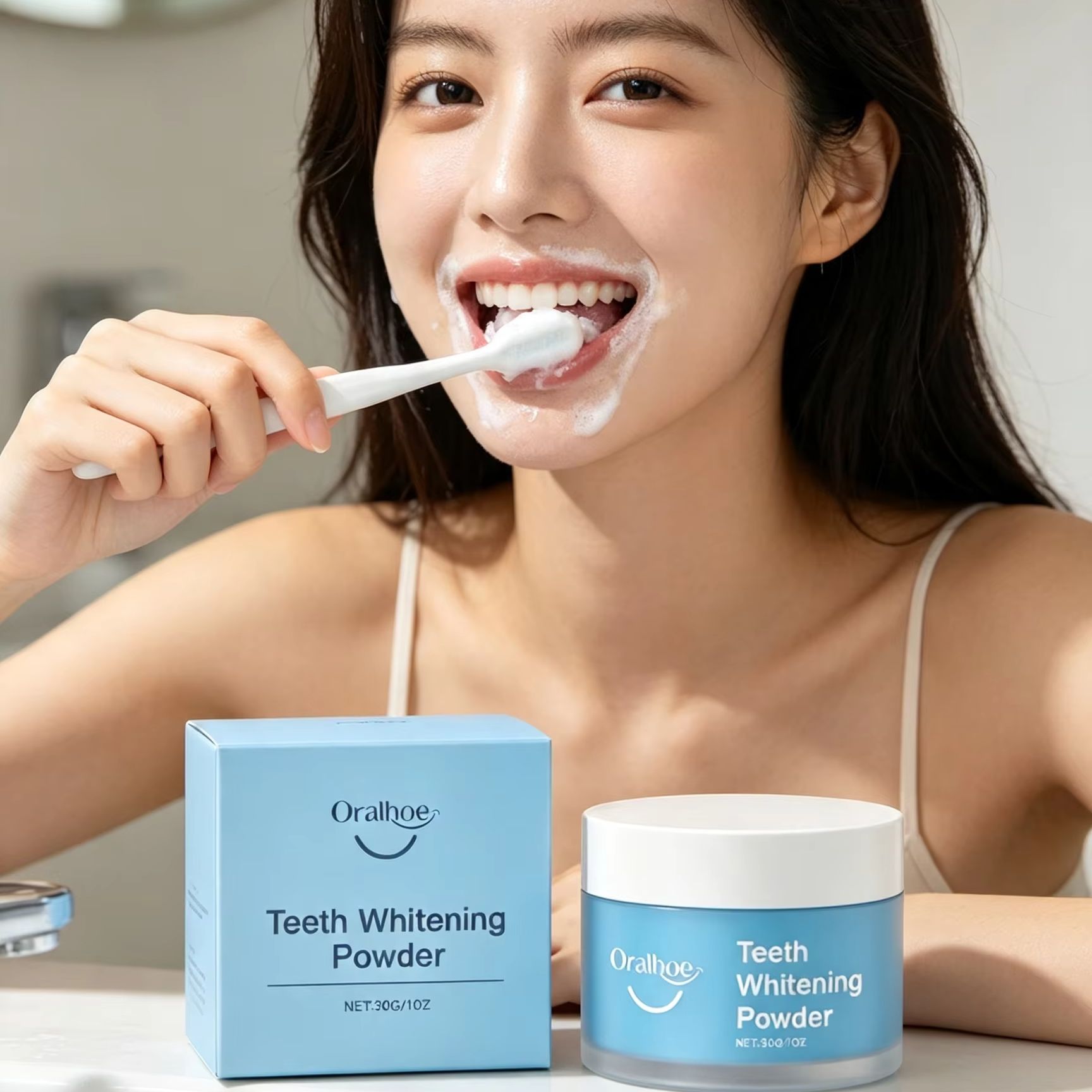 Oralhoe Tooth Powder for Brush - đánh giá và giá Teeth Whitening Q&M