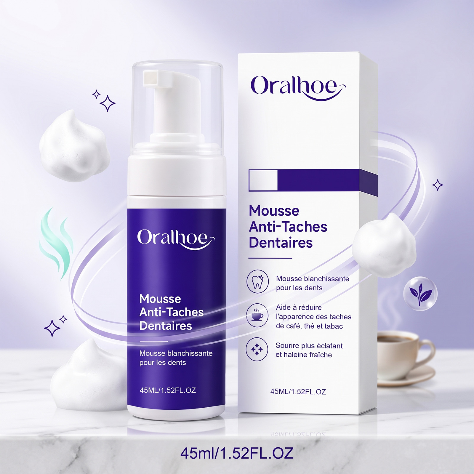 Purple Toothpaste Mousse Foam  - đánh giá và giá Teeth Whitening Mousse