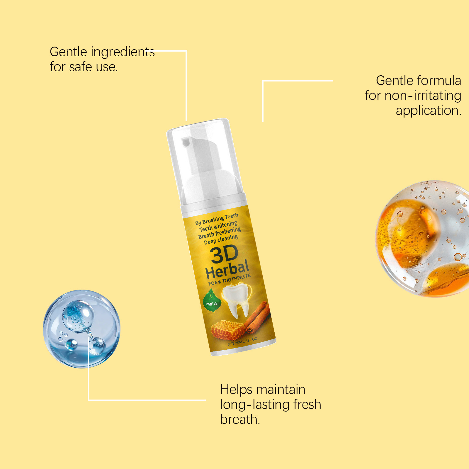 Herbal Toothpaste Organic Fluo - đánh giá và giá Teeth Whitening Mousse